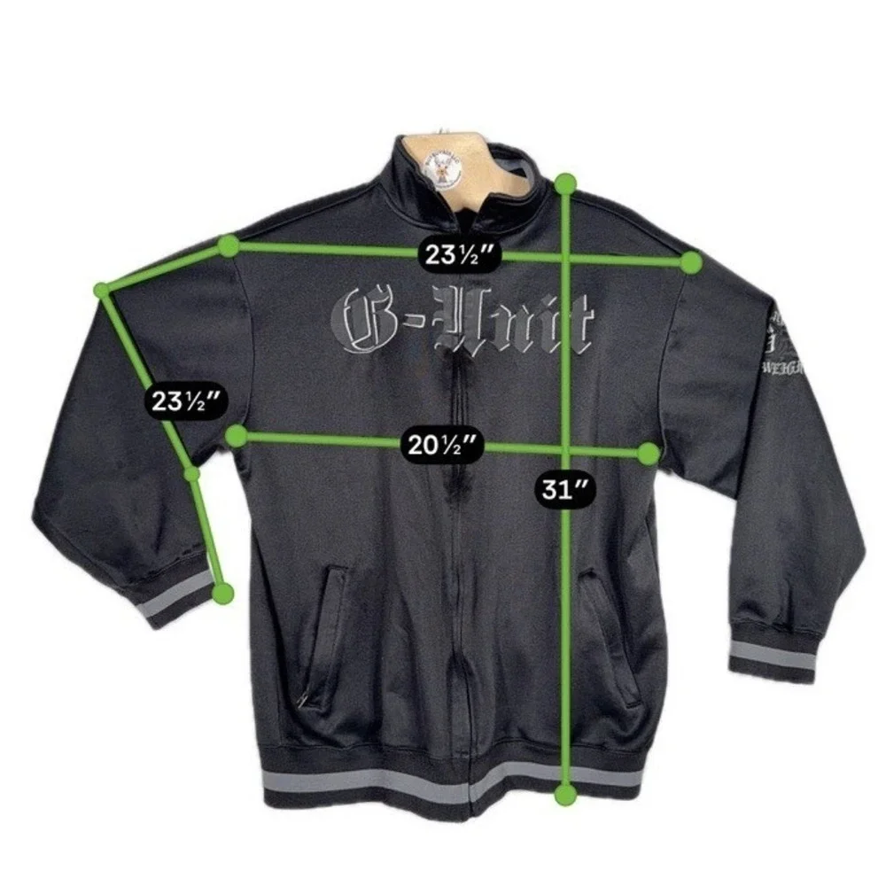 G-Unit Heavy Weight Jacket Mens XL Black Y2K Hip Hop Full Zip Streetwear